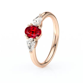 Bague trilogie rubis et diamant Coucher de Soleil - 18