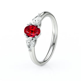 Bague trilogie rubis et diamant Coucher de Soleil - 18