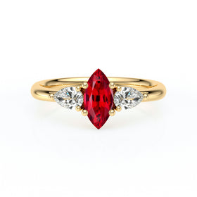 Bague trilogie rubis et diamant Coucher de Soleil - 19