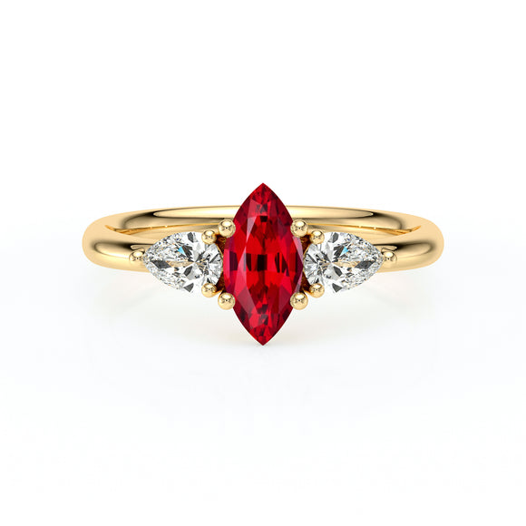 Bague trilogie rubis et diamant Coucher de Soleil - 19