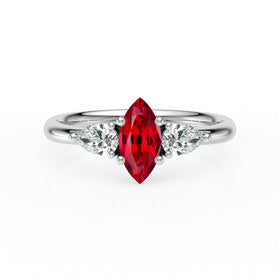 Bague trilogie rubis et diamant Coucher de Soleil - 19