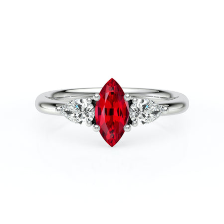Bague trilogie rubis et diamant Coucher de Soleil - 19