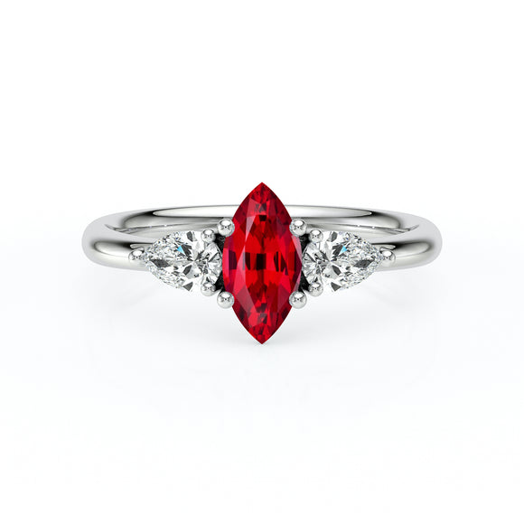 Bague trilogie rubis et diamant Coucher de Soleil - 19