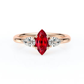 Bague trilogie rubis et diamant Coucher de Soleil - 19