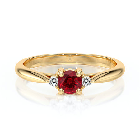 Bague trilogie rubis et diamant Coucher de Soleil - 1