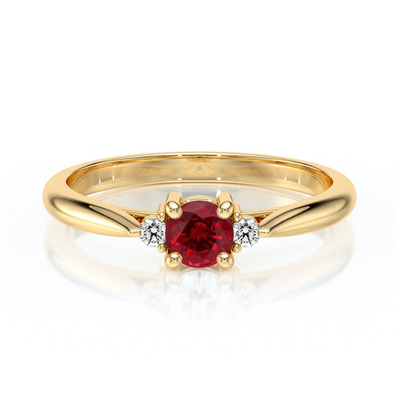 Bague trilogie rubis et diamant Coucher de Soleil - 1