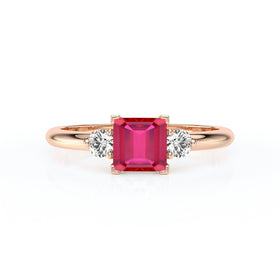 Bague trilogie rubis et diamant Coucher de Soleil - 8
