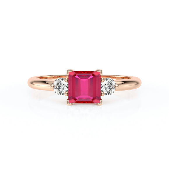 Bague trilogie rubis et diamant Coucher de Soleil - 8