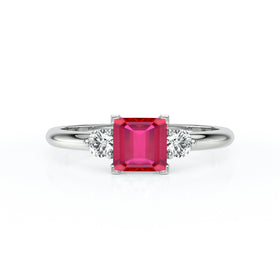 Bague trilogie rubis et diamant Coucher de Soleil - 8