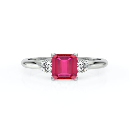 Bague trilogie rubis et diamant Coucher de Soleil - 8