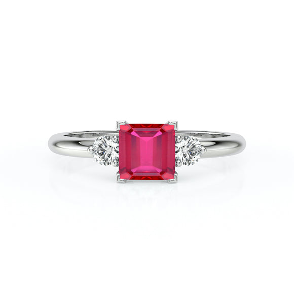 Bague trilogie rubis et diamant Coucher de Soleil - 8