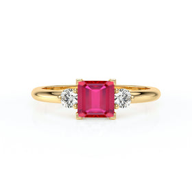 Bague trilogie rubis et diamant Coucher de Soleil - 8