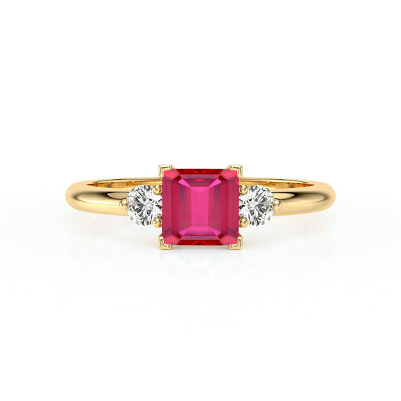 Bague trilogie rubis et diamant Coucher de Soleil - 8