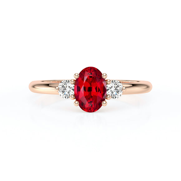 Bague trilogie rubis et diamant Coucher de Soleil - 9