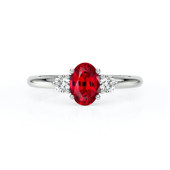 Bague trilogie rubis et diamant Coucher de Soleil - 9