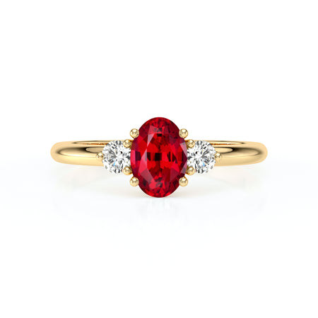 Bague trilogie rubis et diamant Coucher de Soleil - 9