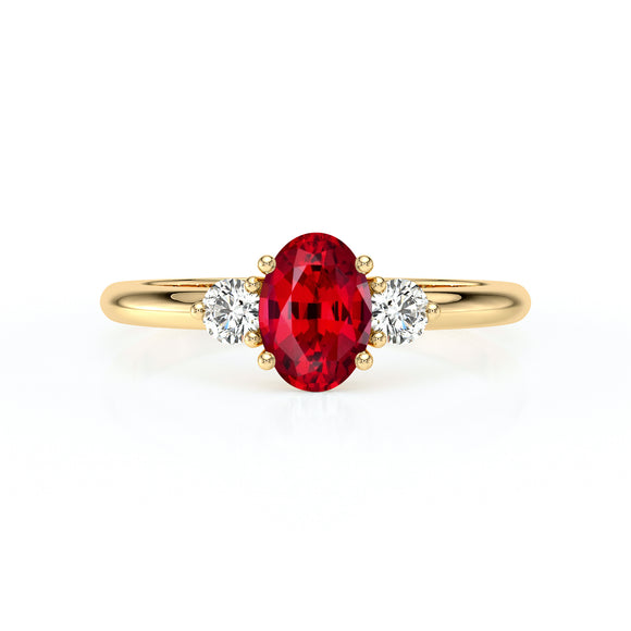 Bague trilogie rubis et diamant Coucher de Soleil - 9