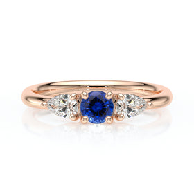 Bague trilogie saphir et diamant Coucher de Soleil - 5