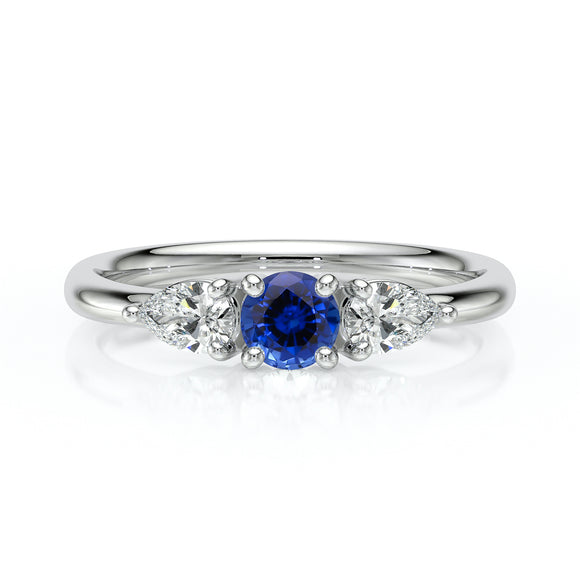Bague trilogie saphir et diamant Coucher de Soleil - 5