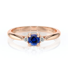 Bague trilogie saphir et diamant Coucher de Soleil - 1