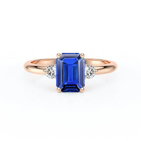 Bague trilogie saphir et diamant Coucher de Soleil - 10