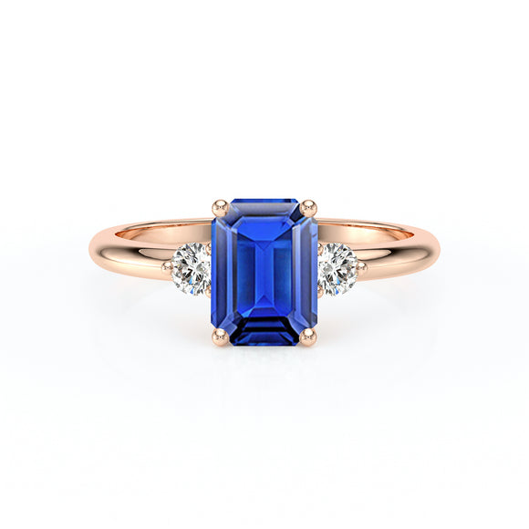 Bague trilogie saphir et diamant Coucher de Soleil - 10