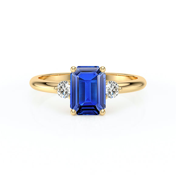 Bague trilogie saphir et diamant Coucher de Soleil - 10
