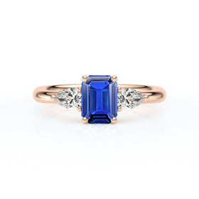 Bague trilogie saphir et diamant Coucher de Soleil - 16