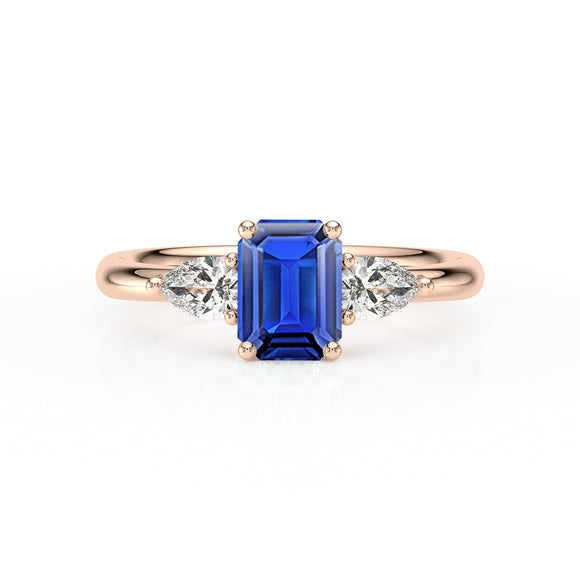 Bague trilogie saphir et diamant Coucher de Soleil - 16