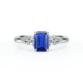 Bague trilogie saphir et diamant Coucher de Soleil - 16