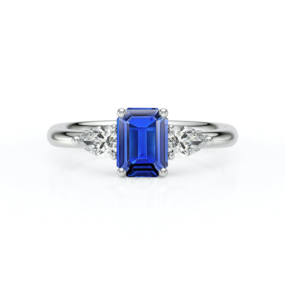 Bague trilogie saphir et diamant Coucher de Soleil - 16