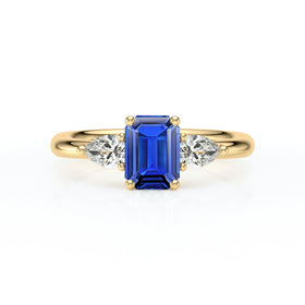 Bague trilogie saphir et diamant Coucher de Soleil - 16
