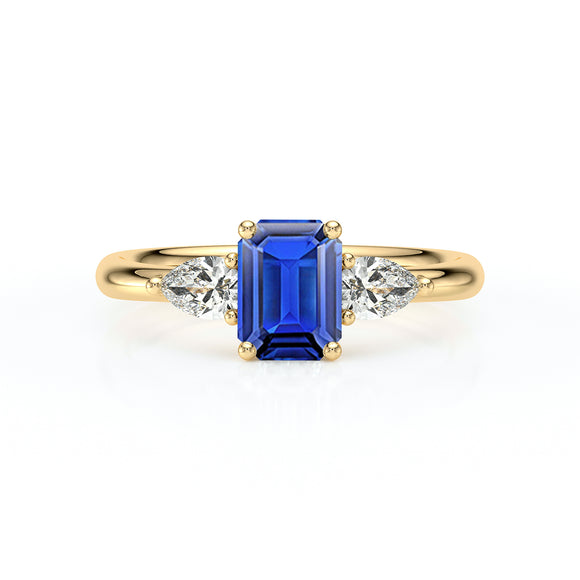 Bague trilogie saphir et diamant Coucher de Soleil - 16
