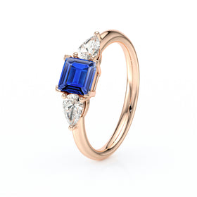 Bague trilogie saphir et diamant Coucher de Soleil - 17