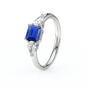 Bague trilogie saphir et diamant Coucher de Soleil - 17