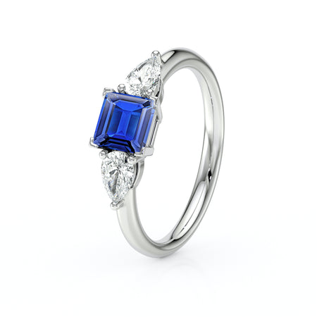 Bague trilogie saphir et diamant Coucher de Soleil - 17