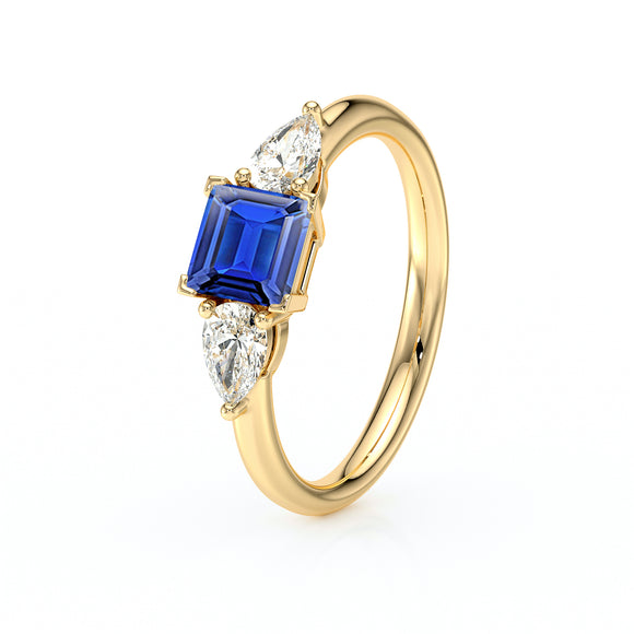 Bague trilogie saphir et diamant Coucher de Soleil - 17