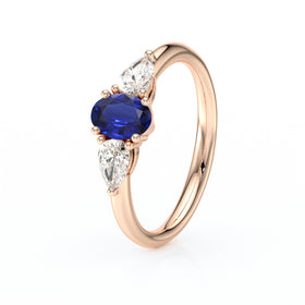 Bague trilogie saphir et diamant Coucher de Soleil - 18