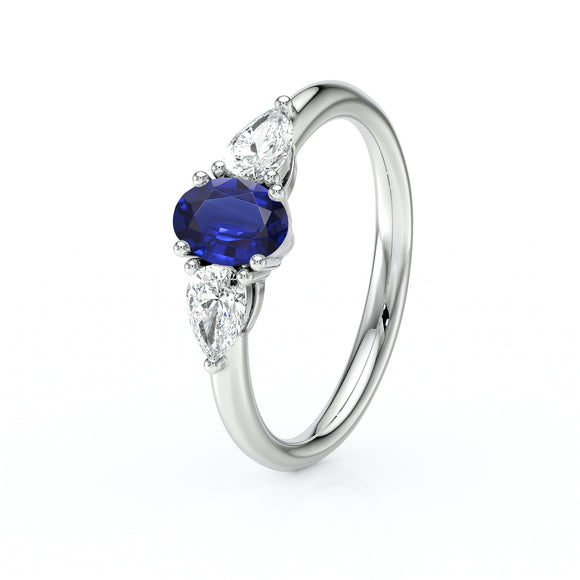 Bague trilogie saphir et diamant Coucher de Soleil - 18