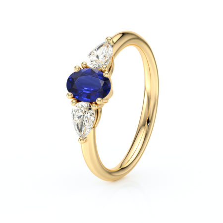 Bague trilogie saphir et diamant Coucher de Soleil - 18