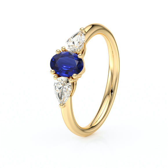 Bague trilogie saphir et diamant Coucher de Soleil - 18