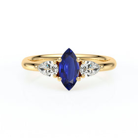 Bague trilogie saphir et diamant Coucher de Soleil - 19