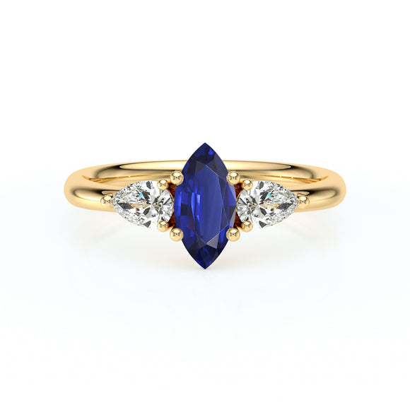 Bague trilogie saphir et diamant Coucher de Soleil - 19