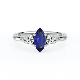 Bague trilogie saphir et diamant Coucher de Soleil - 19