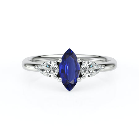Bague trilogie saphir et diamant Coucher de Soleil - 19
