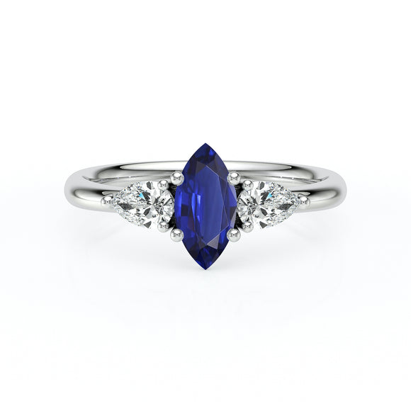 Bague trilogie saphir et diamant Coucher de Soleil - 19