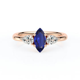 Bague trilogie saphir et diamant Coucher de Soleil - 19