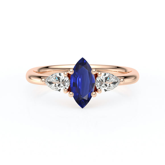Bague trilogie saphir et diamant Coucher de Soleil - 19