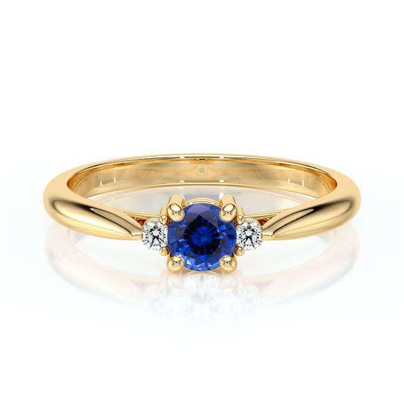 Bague trilogie saphir et diamant Coucher de Soleil - 1