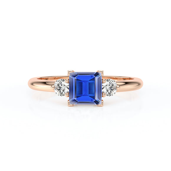 Bague trilogie saphir et diamant Coucher de Soleil - 8